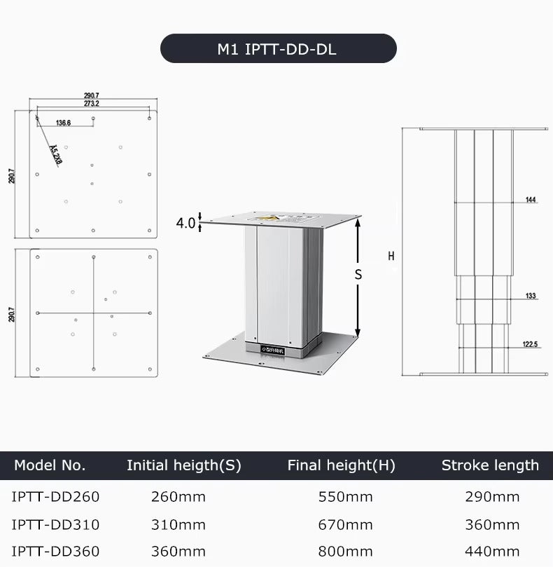 Lift Column Height Extension Risers